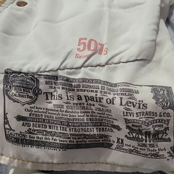 Levi’s 501 Button Fly Raw Hem Distressed White Oak Cone Denim Jeans. Size 28 - Picture 12 of 13
